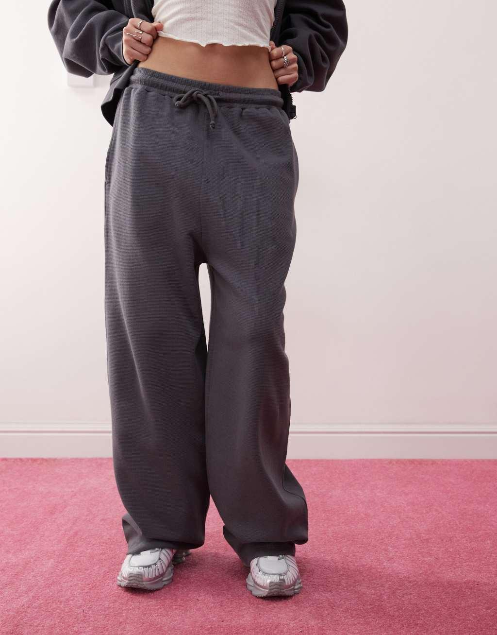 COLLUSION extreme oversized waffle sweatpants in charcoal - part of a set Product Image