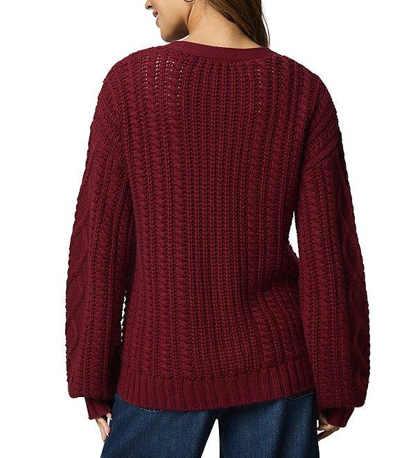 Splendid Harlow Hearts Cashmere Blend Cable Knit V-Neck Long Sleeve Cardigan Product Image