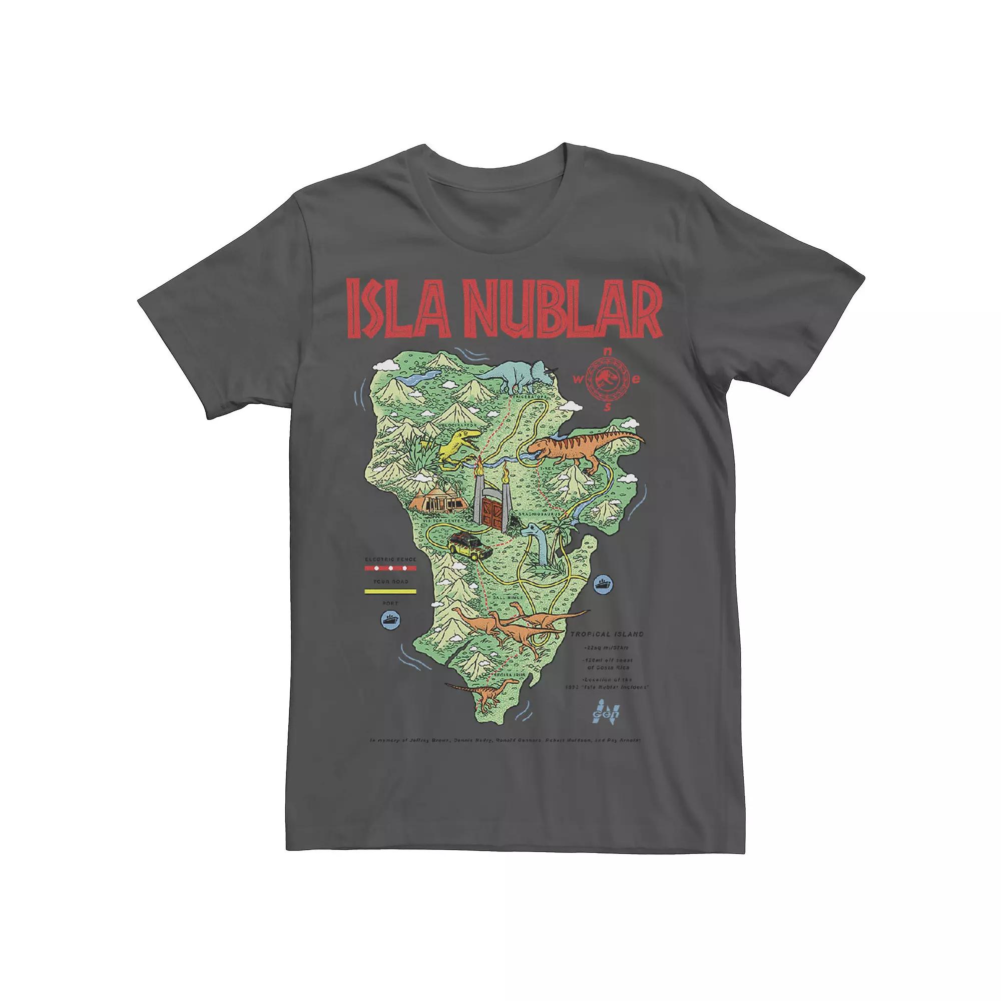 Men's Jurassic Park Islas Nublar Landmark Map Tee,  Product Image