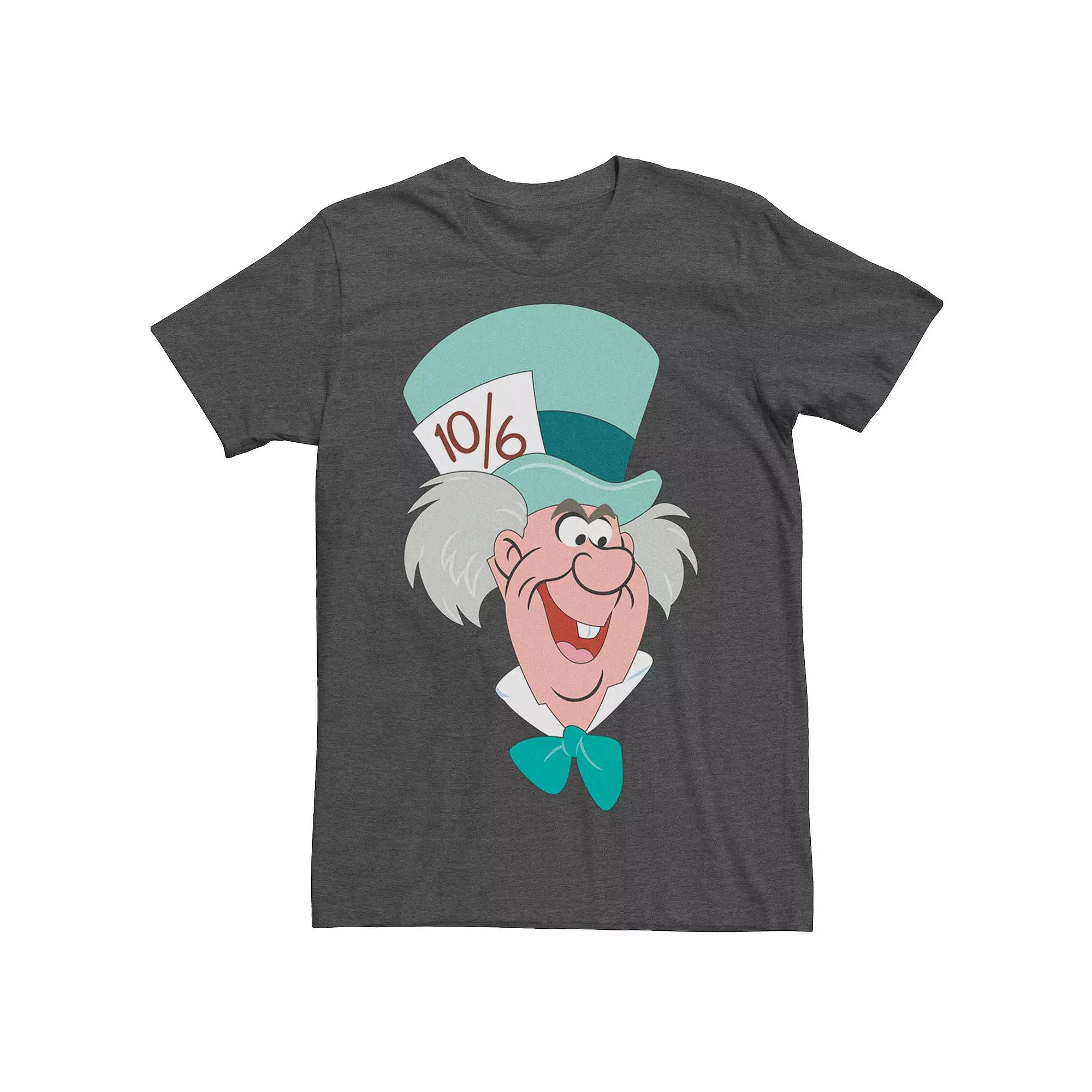 Disney's Alice In Wonderland Men's Mad Hatter Big Face Graphic Tee, Size: Small, Grey Heather Product Image