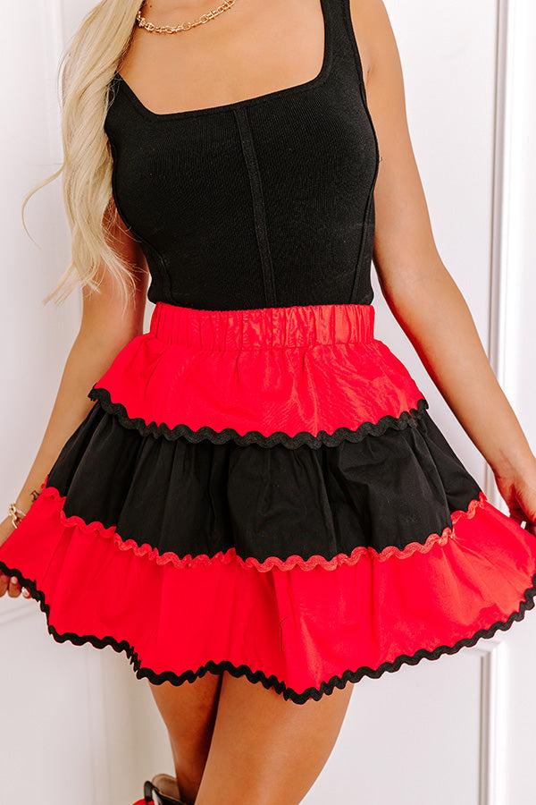 Tailgate Cutie High Waist Tiered Mini Skirt in Red Product Image