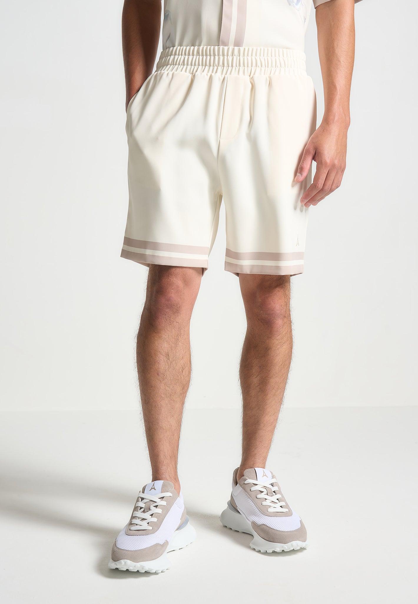Floral Border Shorts - Cream Male Product Image