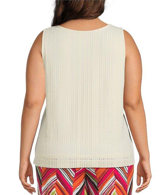 Investments Plus Size Soft Separates Sleeveless Crew Neck Crochet Top Product Image