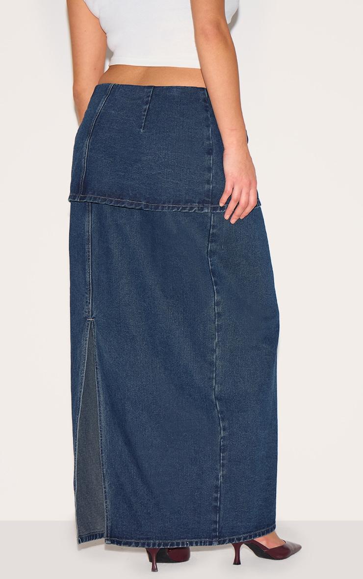 Plus Indigo Foldover Denim Maxi Skirt Product Image