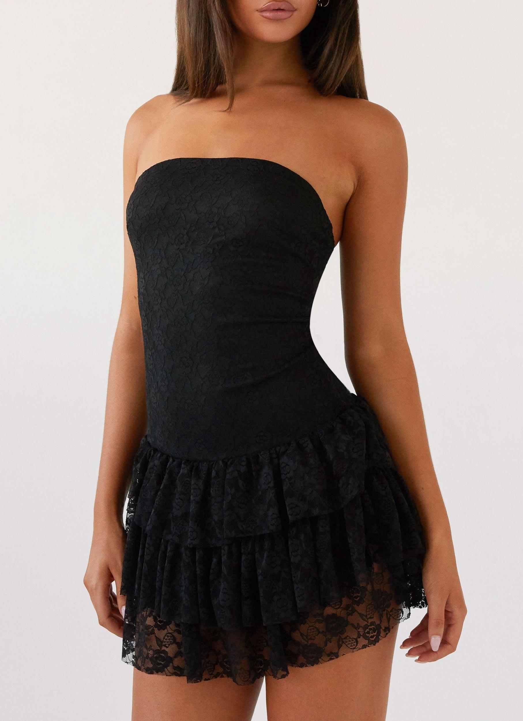 Posie Lace Tube Mini Dress - Black Product Image
