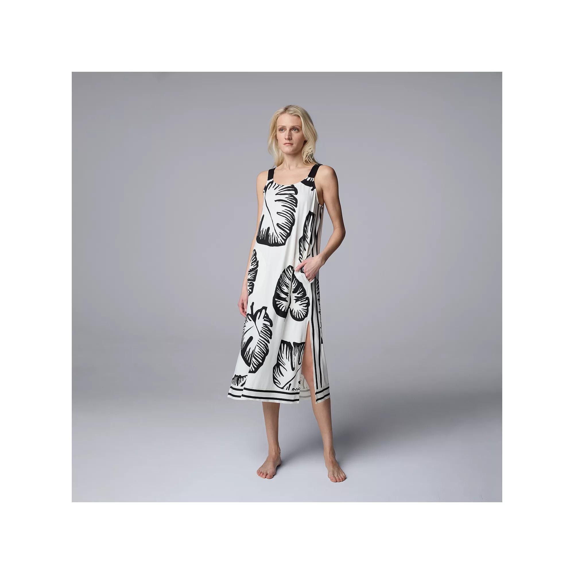 Women's Simply Vera Vera Wang Cozy Maxi Sleep Chemise, Size: XS, Ivory Tropical Product Image