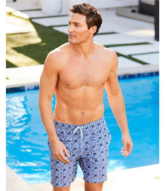 Caribbean Batik Geo 8#double; Inseam Swim Trunks Product Image