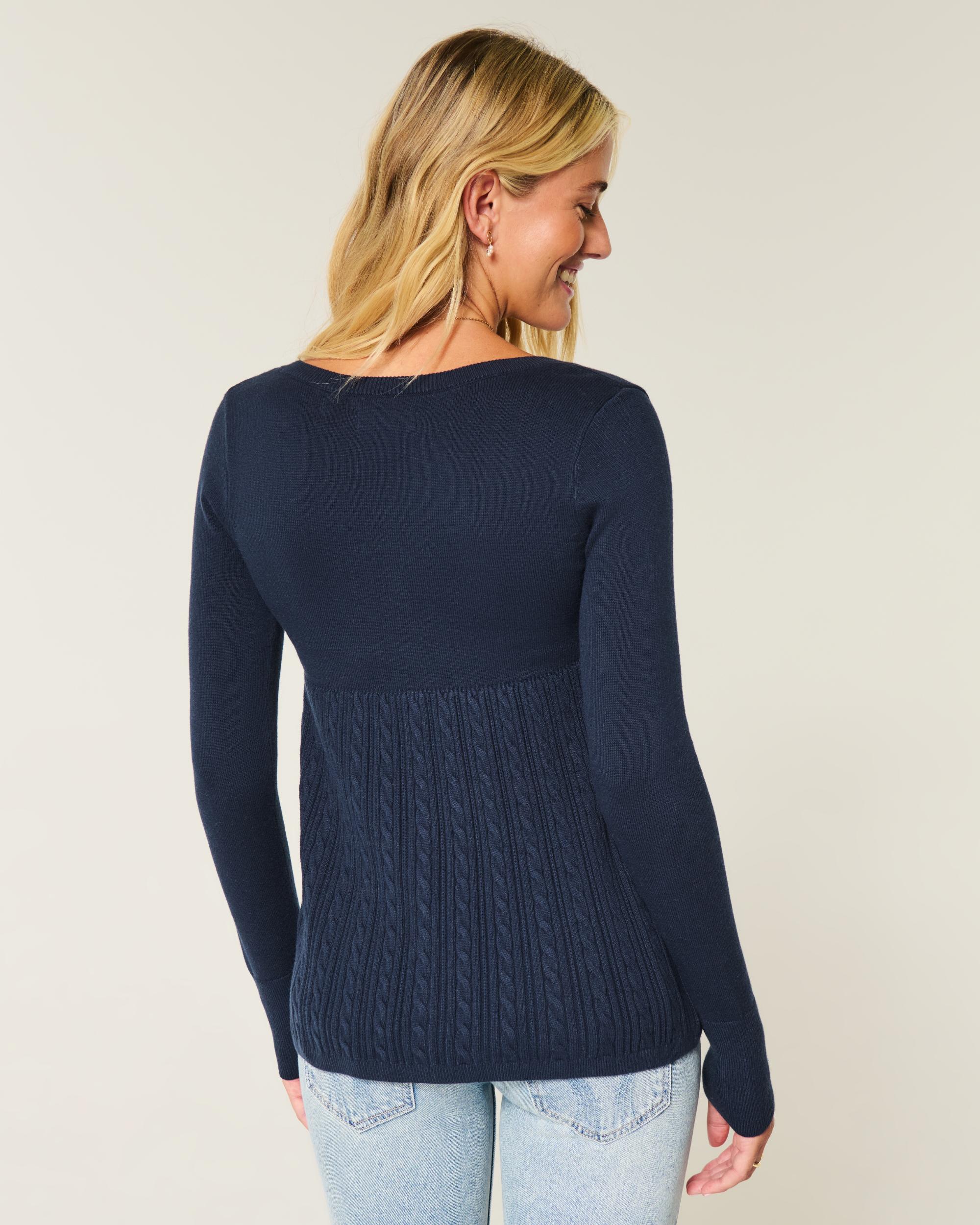 Easy Long-Sleeve Square-Neck Babydoll Sweater Product Image