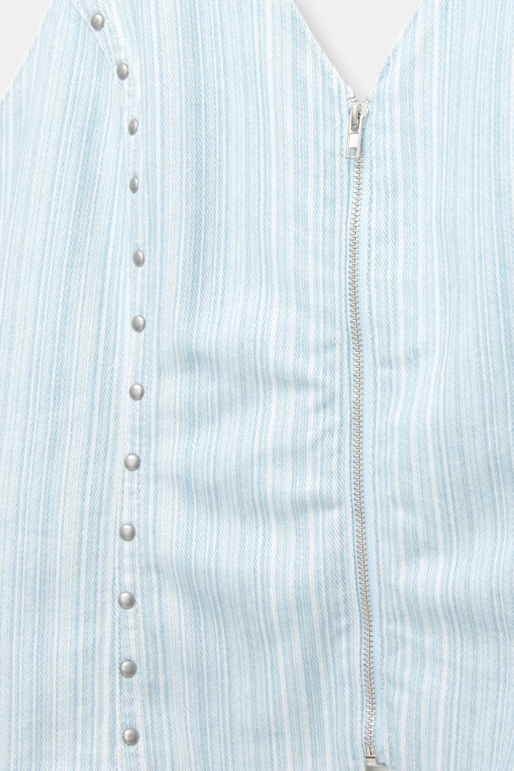 Striped denim halter top Product Image