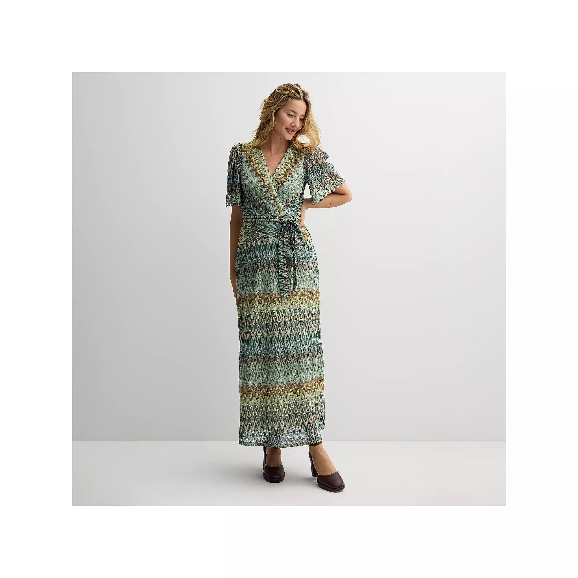 Women's Maison Tara Patterned Knit Maxi Dress, Size: 6, Teal Green Product Image