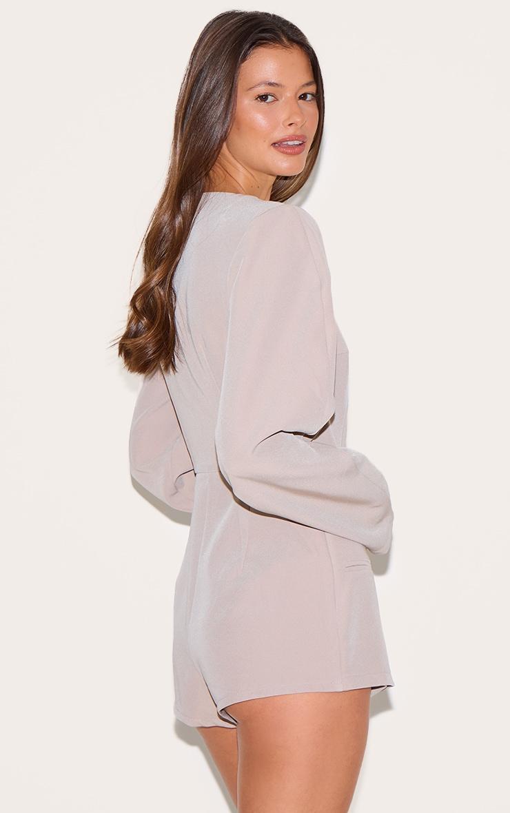 Mushroom Cross Front Cocoon Sleeve Tailored Romper Product Image