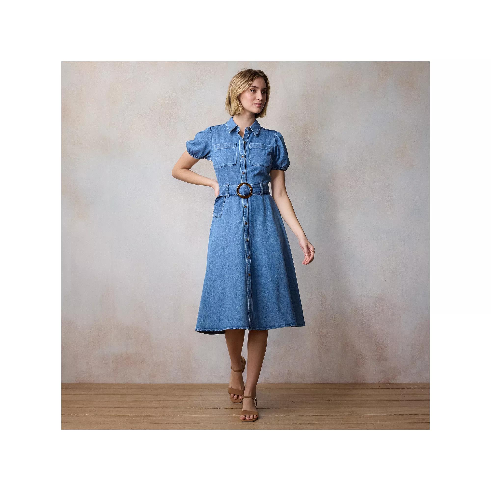 Women's LC Lauren Conrad Utility Denim Midi Dress, Size: Small, Anita Blue Product Image