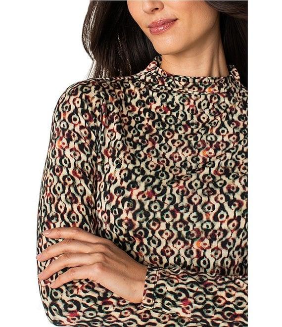 Liverpool Los Angeles Jersey Knit Geo Ikat Mock Neck Long Sleeve Top Product Image