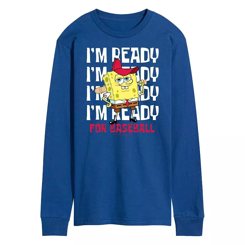 Men's Nickelodeon SpongeBob SquarePants Ready For Baseball Long Sleeve Graphic Tee,  Product Image