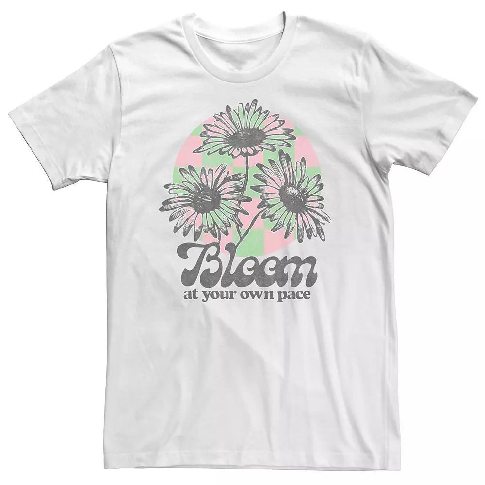 Big & Tall Trendy "Bloom At Your Own Pace" Daisies Tee, Men's, Size: 3XL, White Product Image