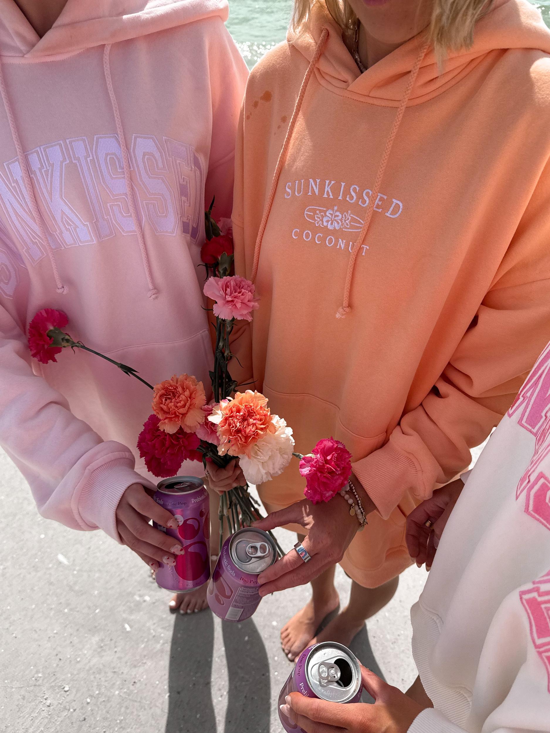 Sherbet Orange Sunkissedcoconut Embroider Hoodie Product Image
