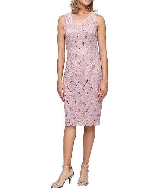 Ignite Evenings Sequin Lace 3/4 Bolero Jacket Sheath Dress Product Image