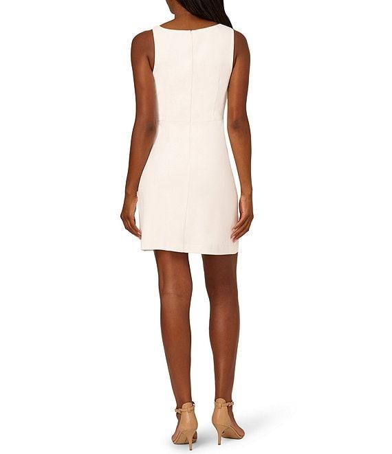 Adrianna Papell Crepe Asymmetrical One Shoulder Neck Sleeveless Bow Trim A-Line Dress Product Image