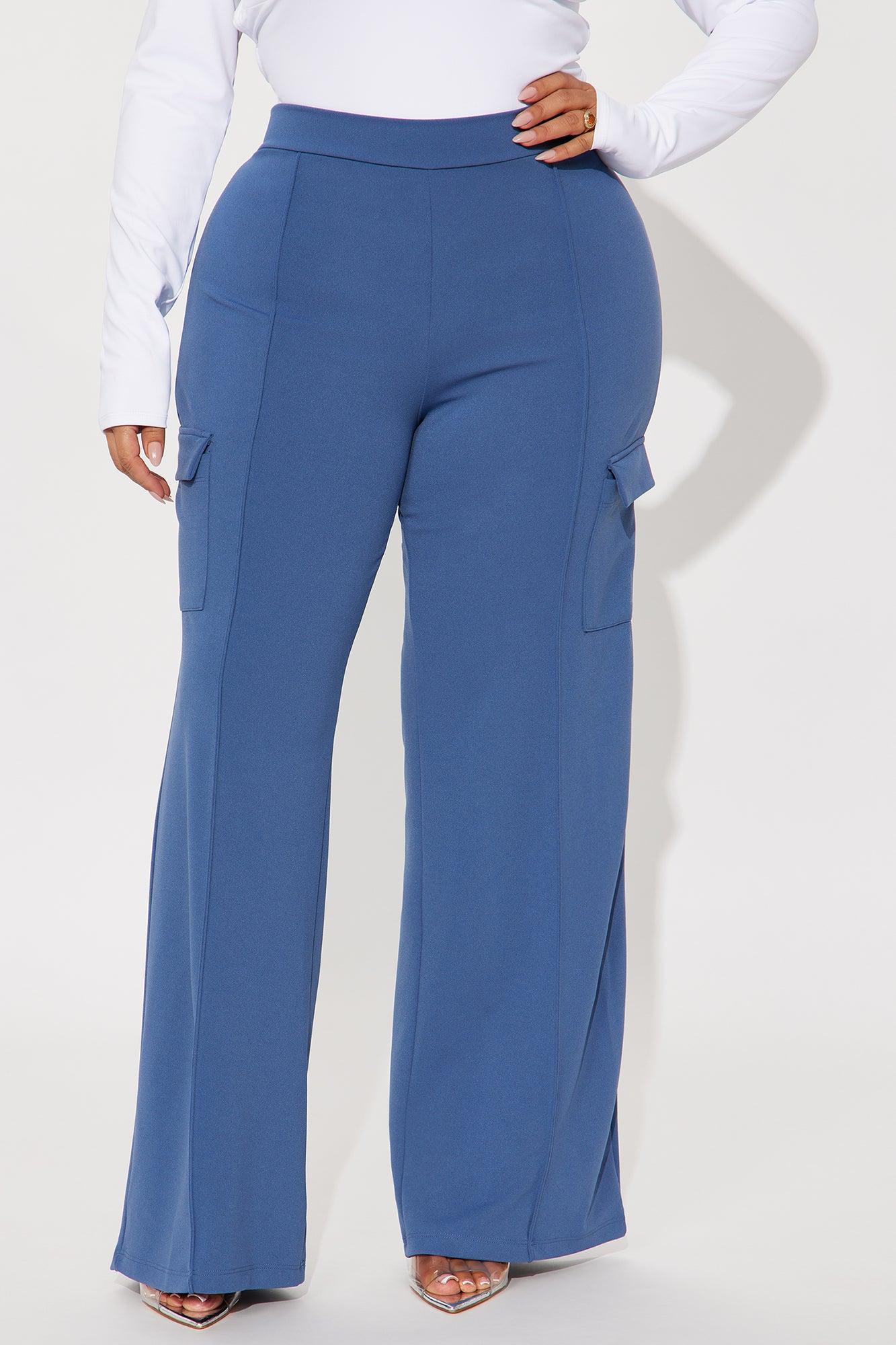 Tara Wide Leg CargoTrouser Pant - Slate Blue Female Product Image