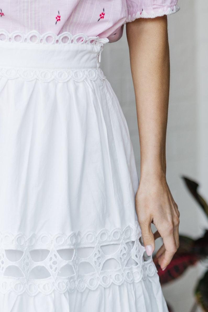 Keep It Classic White Crochet Maxi Skirt Female Product Image