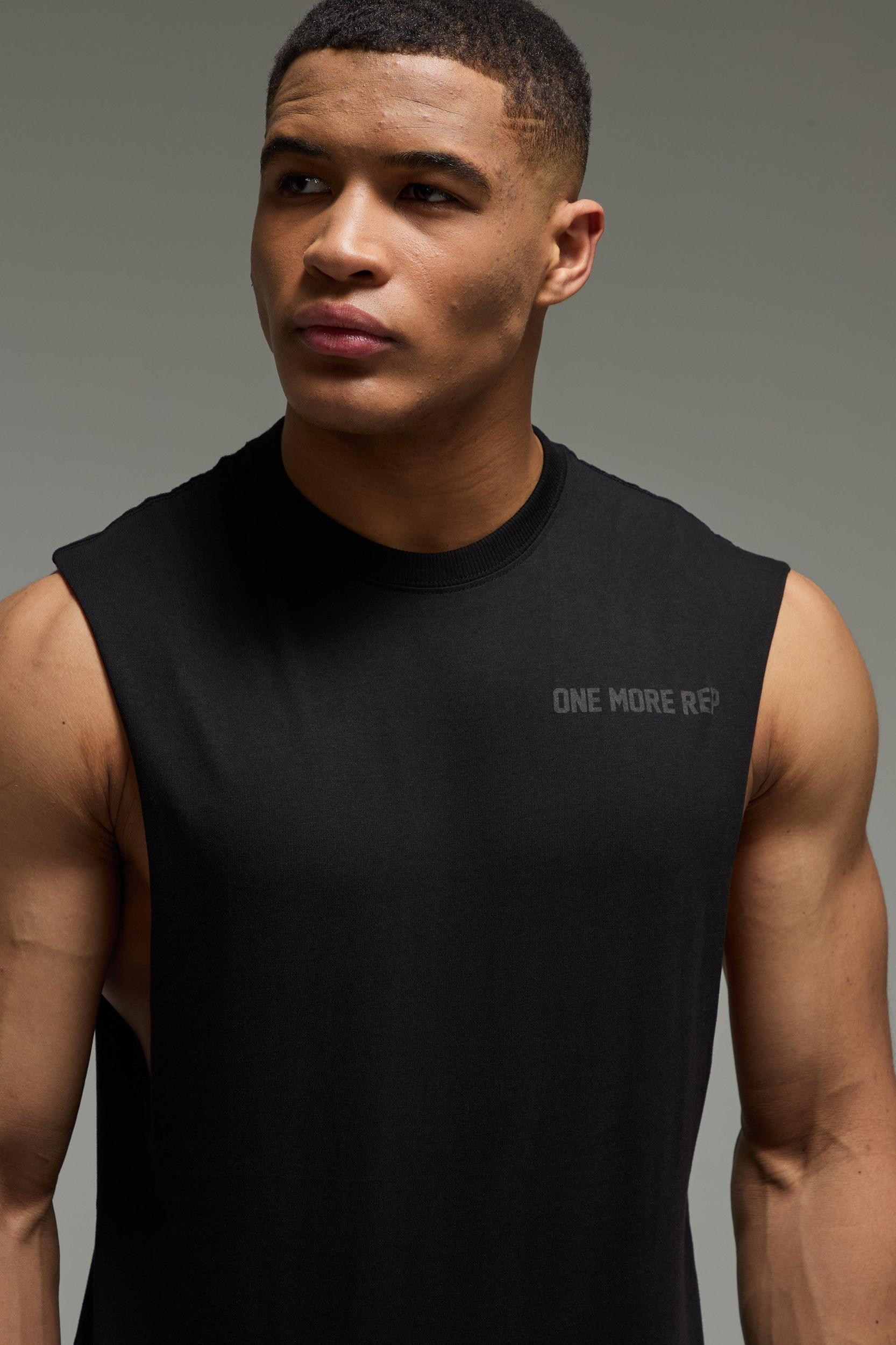 MAN Active One More Rep Drop Armhole Tank | boohooMAN USA Product Image