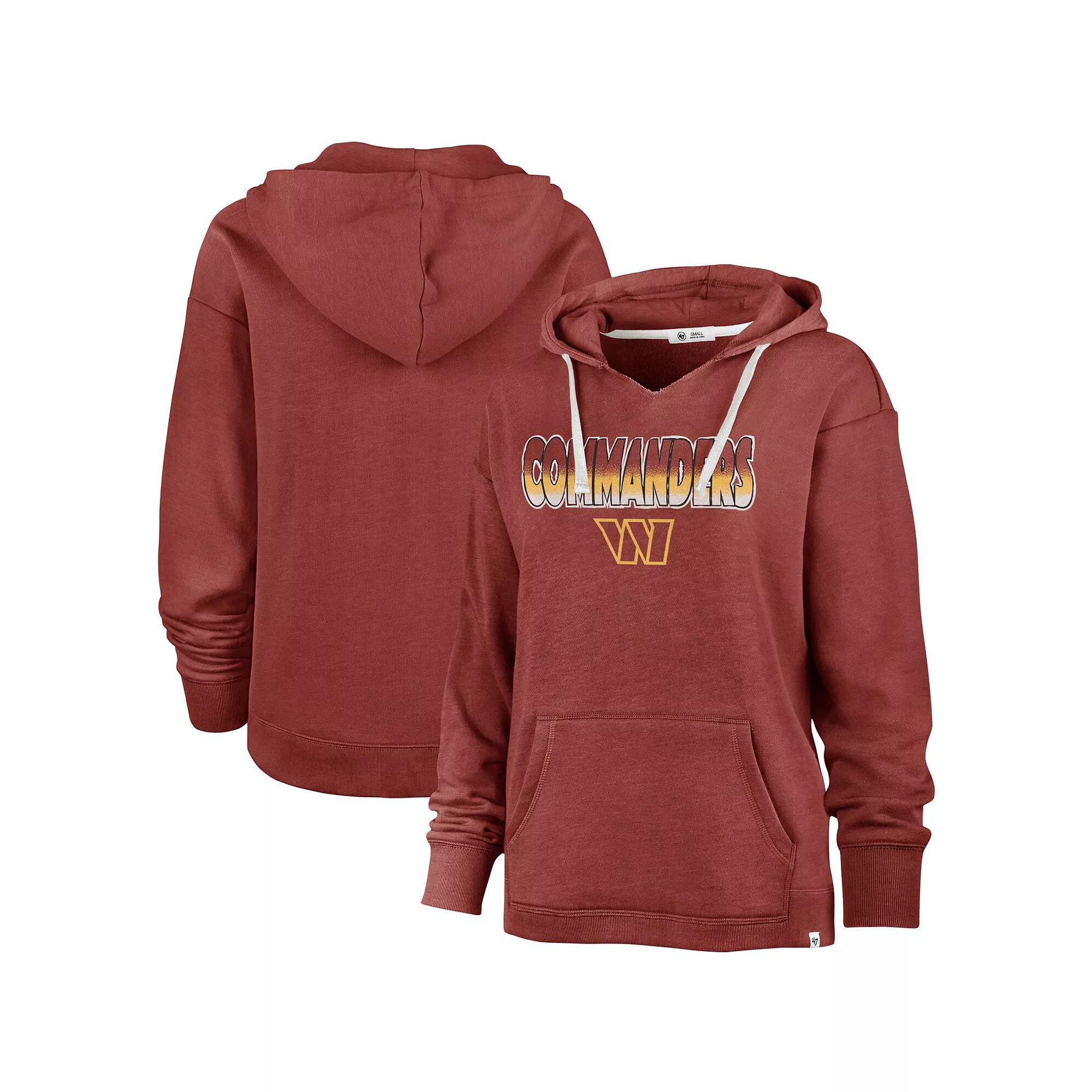 Women's '47 Heathered Burgundy Washington Commanders Color Rise Kennedy Pullover V-Neck Hoodie,  Product Image