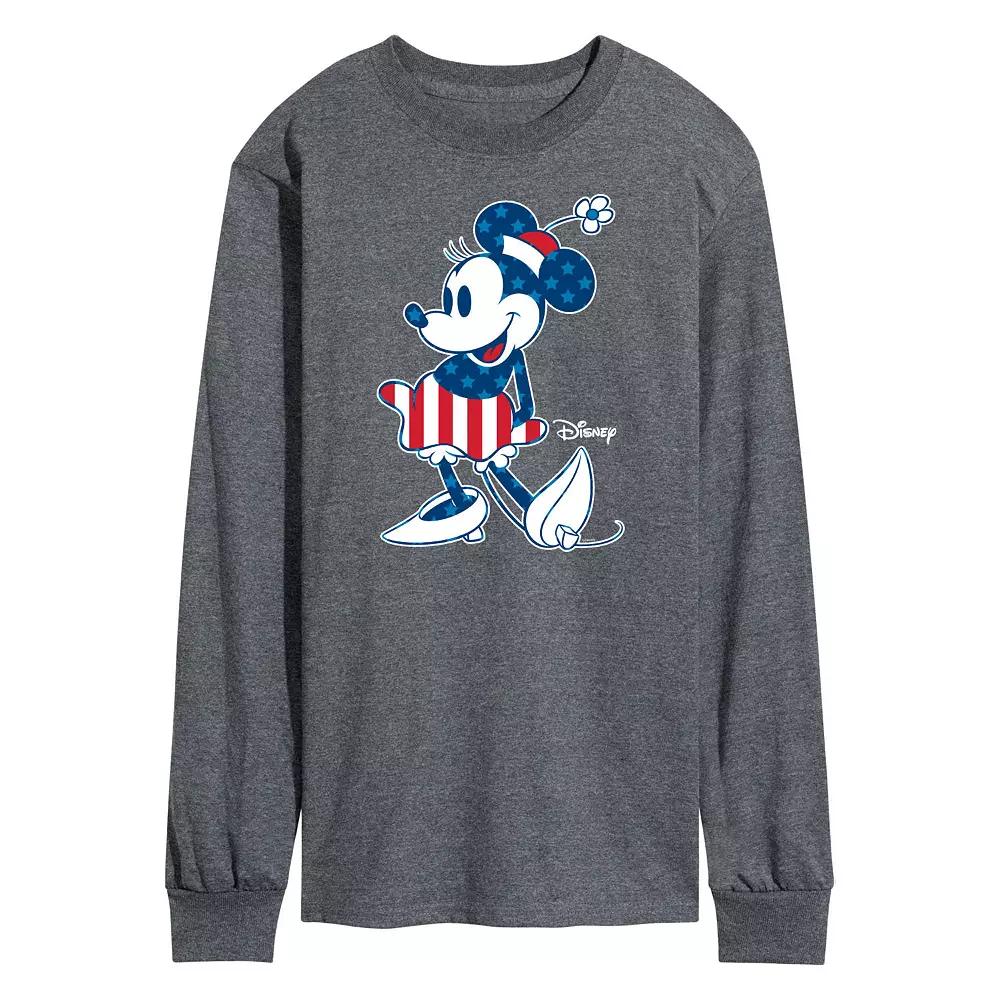 Disney's Minnie Mouse Men's Flag Long Sleeve Graphic Tee,  Product Image