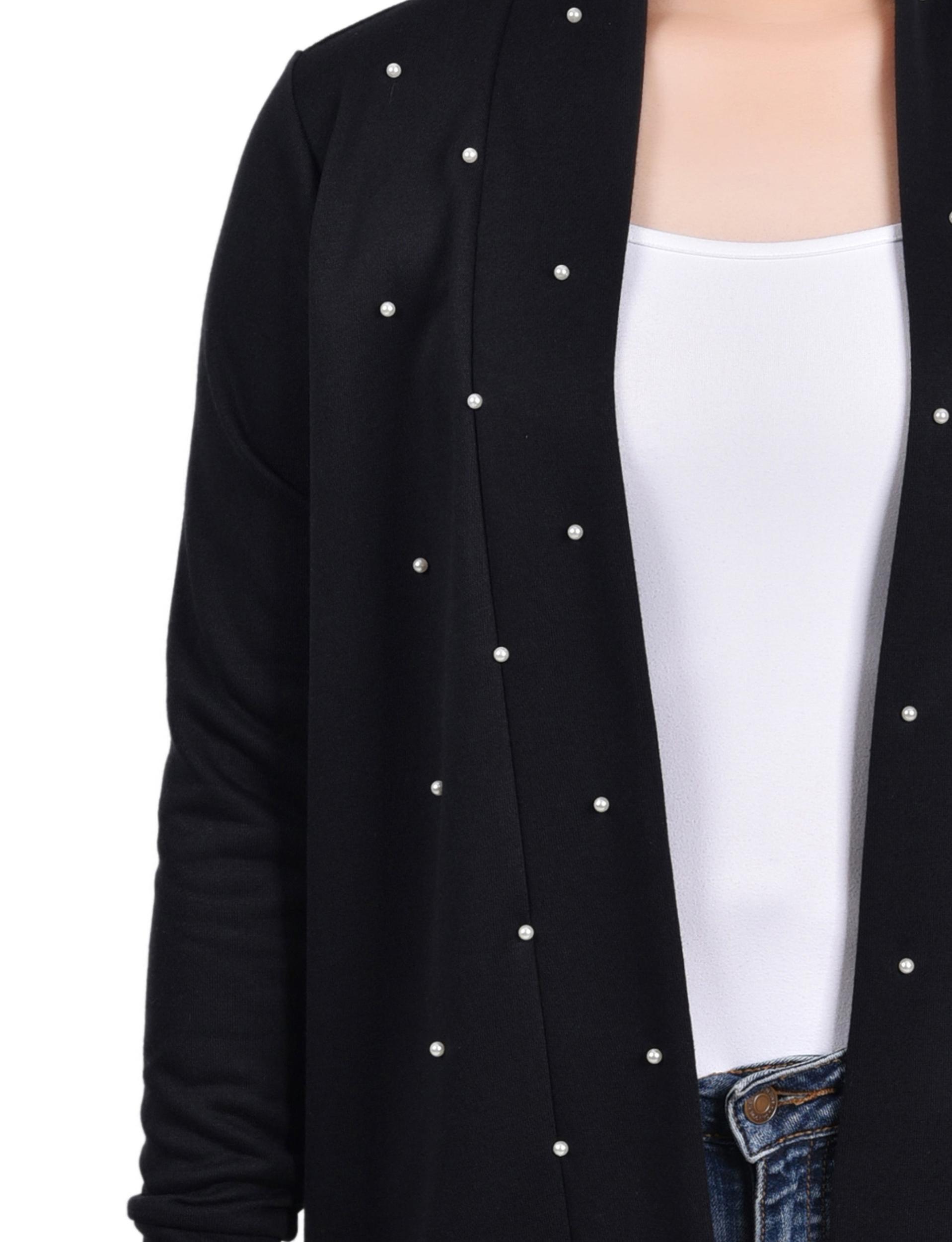 Black Long Sleeve Pearl Detail Cardigan Product Image