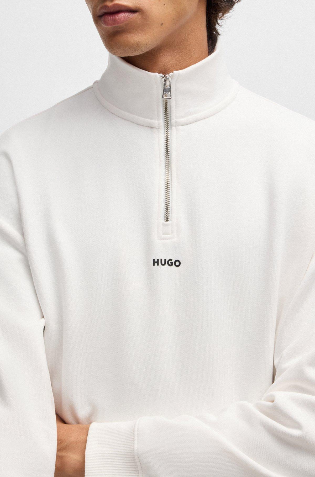 Zip-neck sweatshirt in cotton terry with logo print Product Image