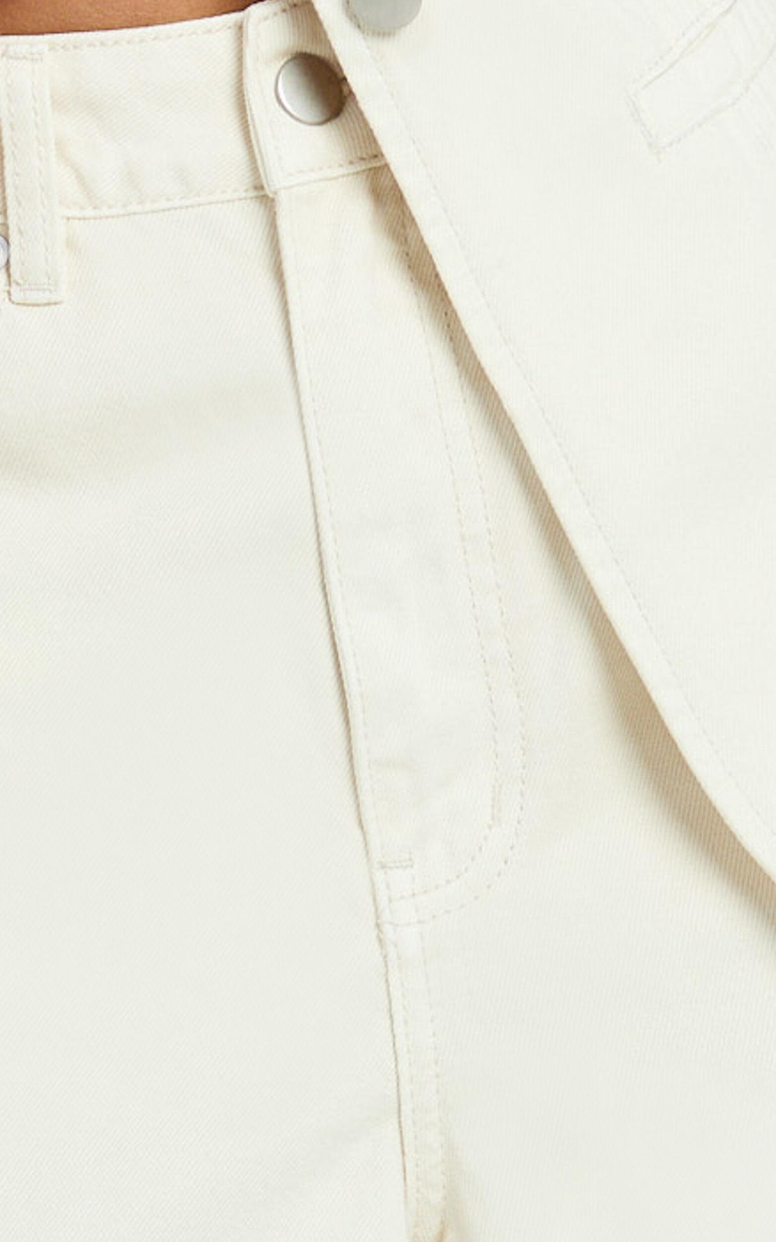 Rhianna Shorts - Mid Waist Recycled Denim Shorts in Ecru Product Image