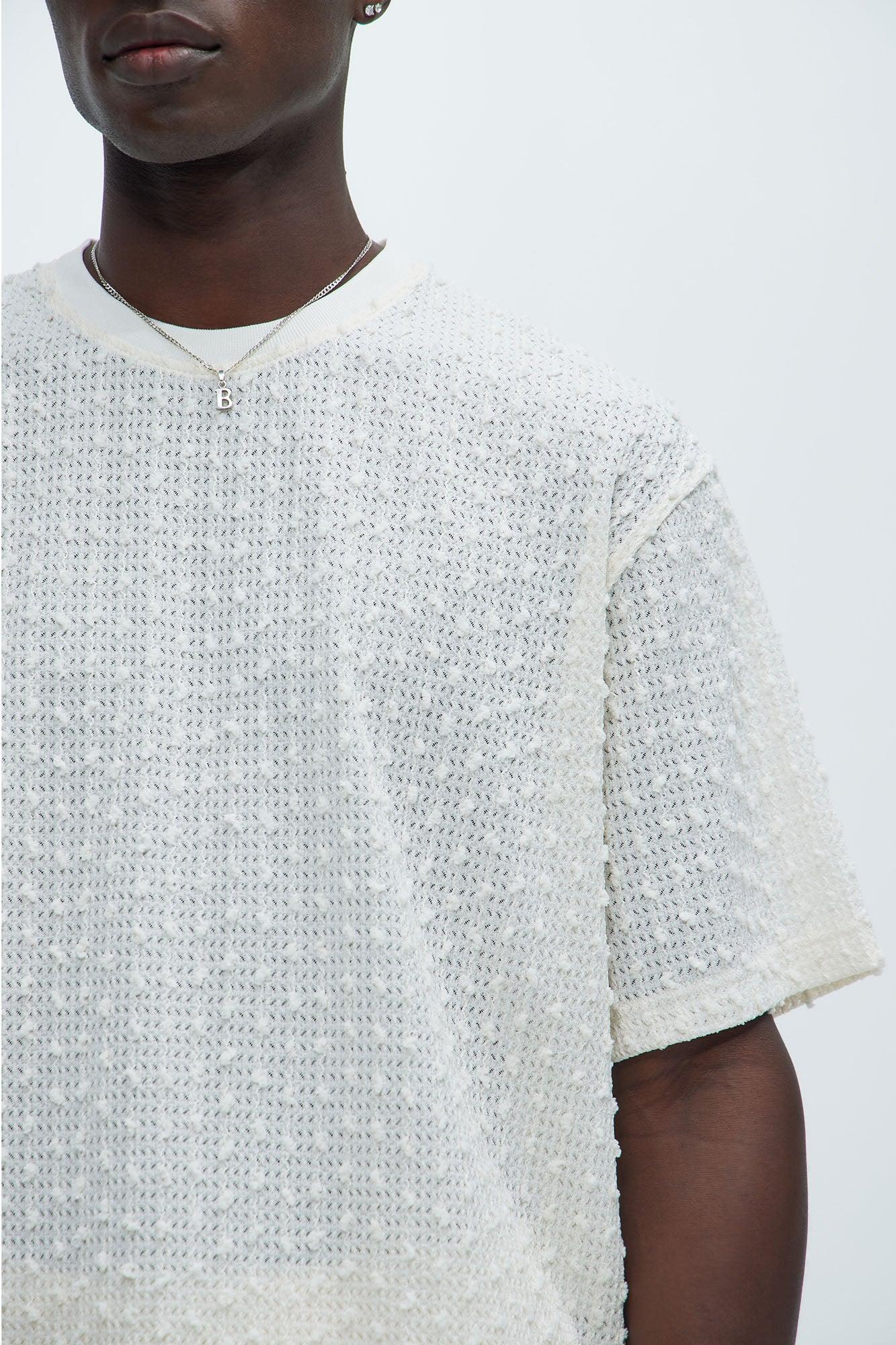 Pop Textured Crew Neck Tee - Ivory Product Image