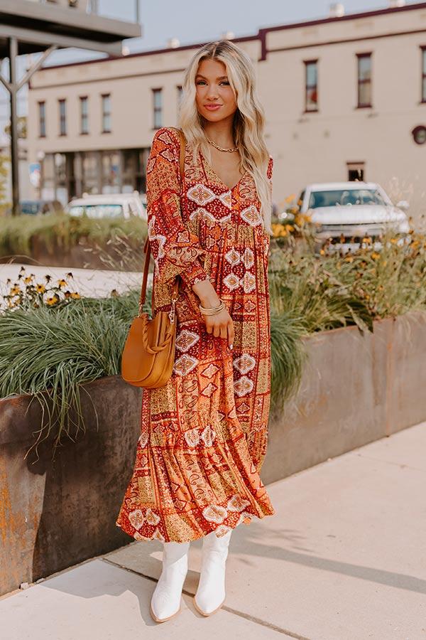 Orchard Oasis Paisley Maxi Dress in Wine Product Image