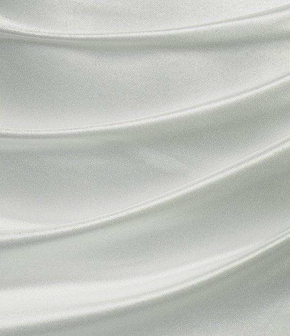 Honey and Rosie Sateen Deep V-Neck Corset Inspired Front Slit Lace Up Tie Back Dress Product Image