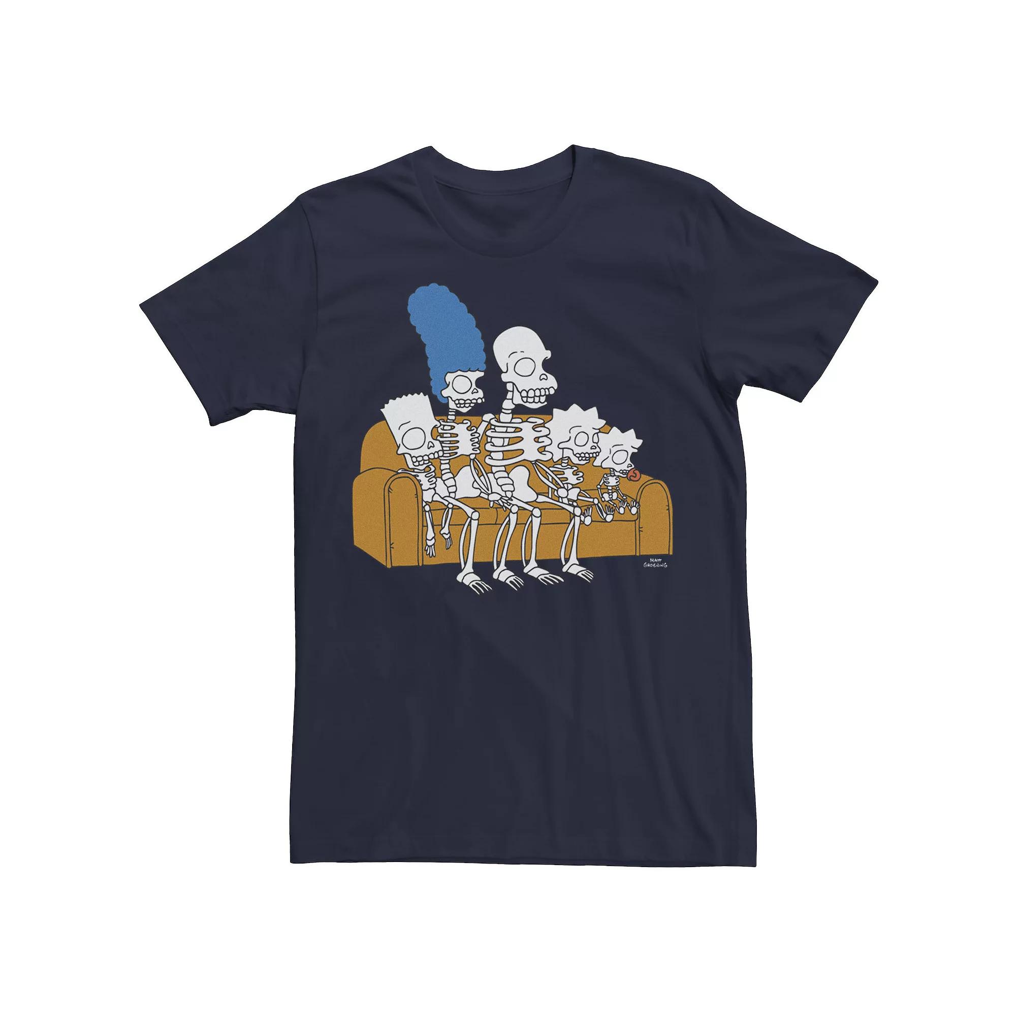 Men's The Simpsons Family Skeletons Couch Gag Tee, Size: Large, Blue Product Image