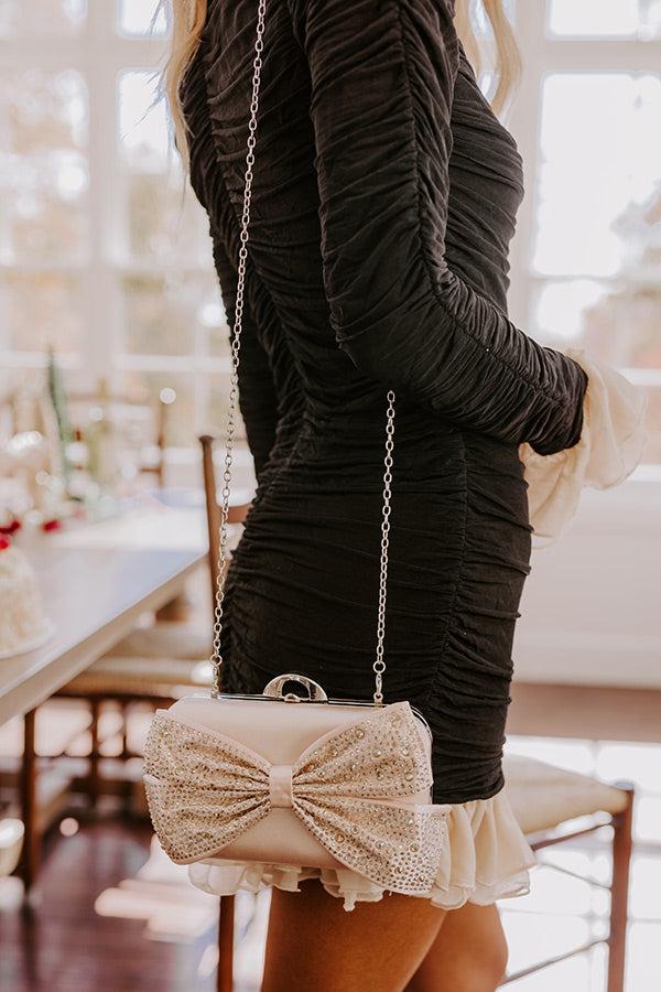 Simply Grand Rhinestone Embellished Clutch in Champagne Product Image