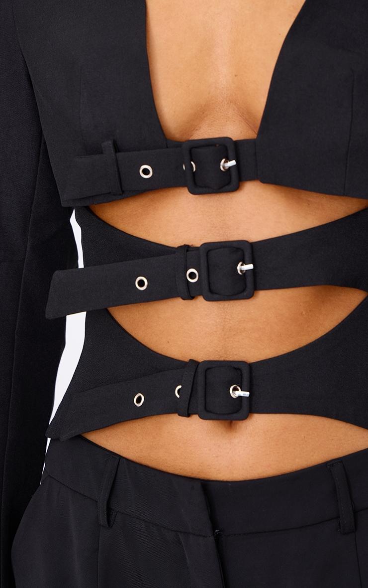 Black Buckle Cropped Blazer Product Image