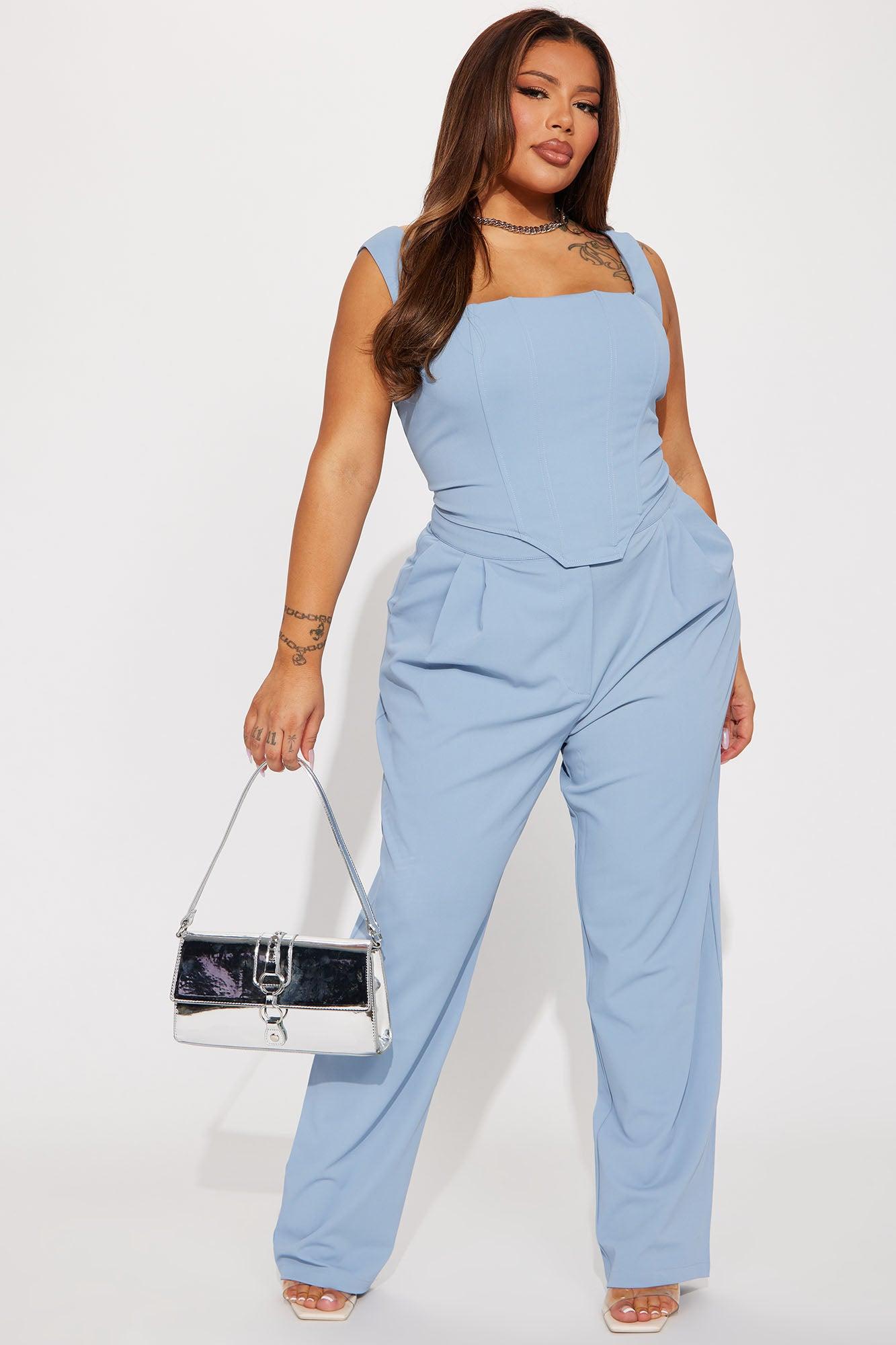 Karol Corset Pant Set - Slate Blue Product Image