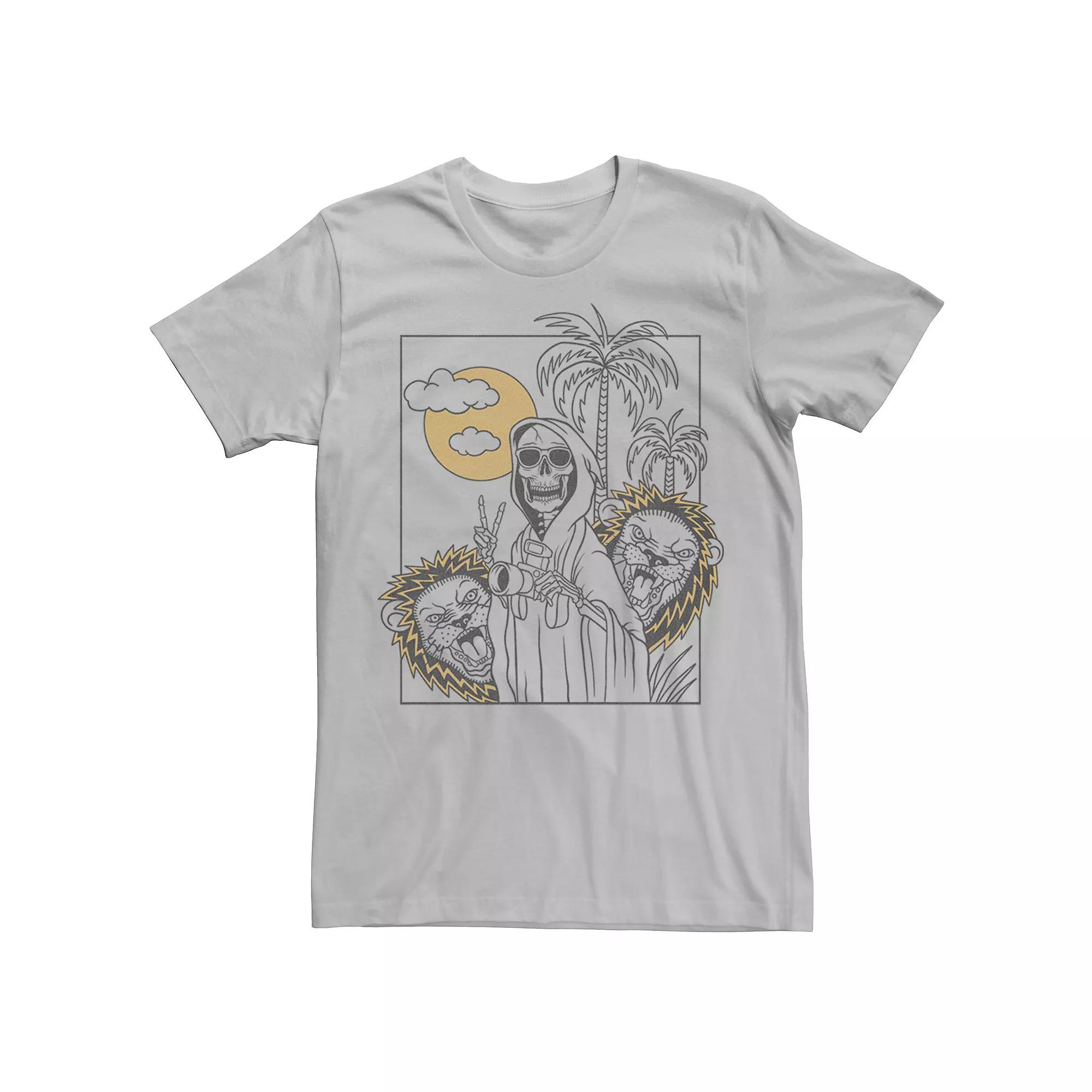 Men's Grim Reaper Safari Line Art Portrait Graphic Tee,  Product Image