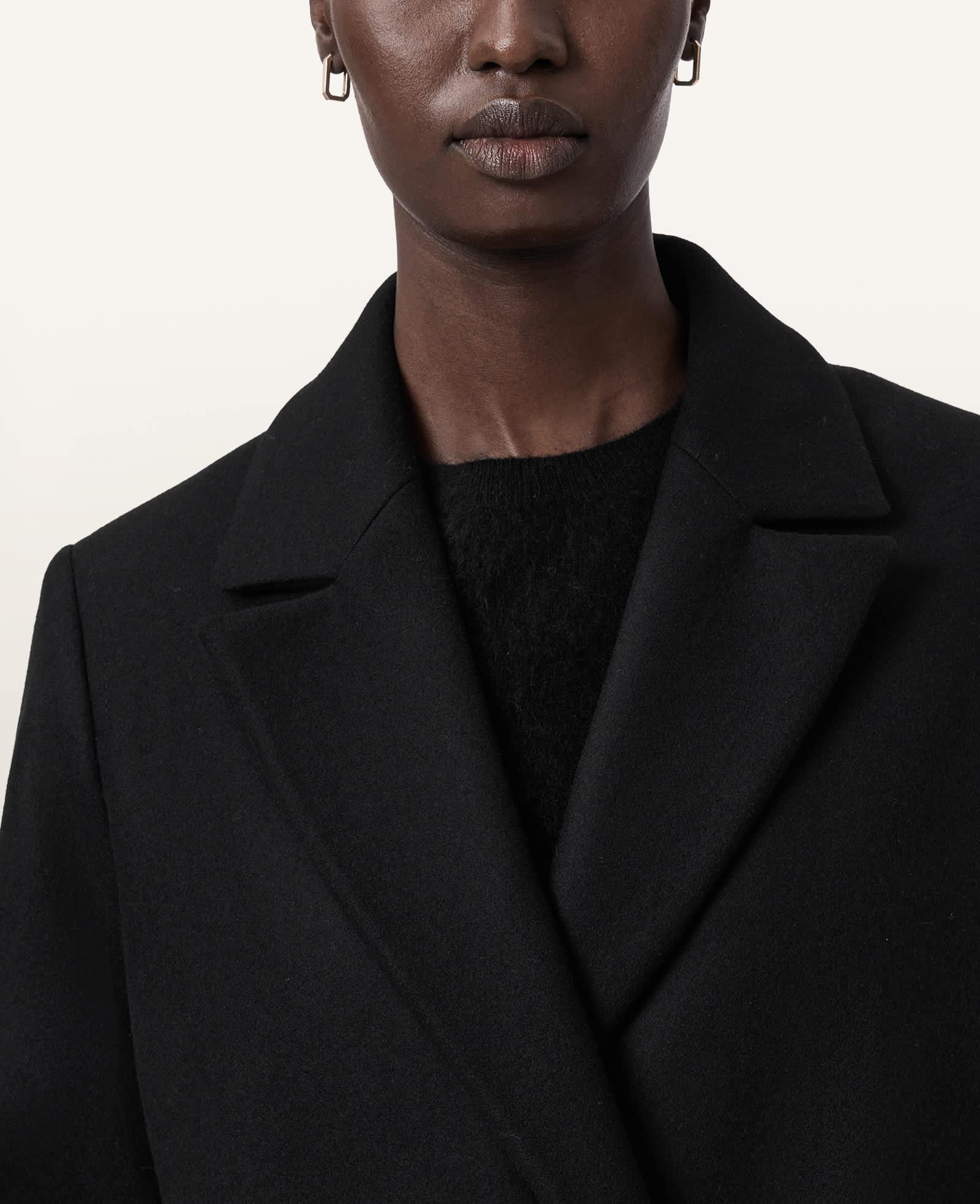 Nellie Double Breasted Coat Black | ALLSAINTS US Product Image