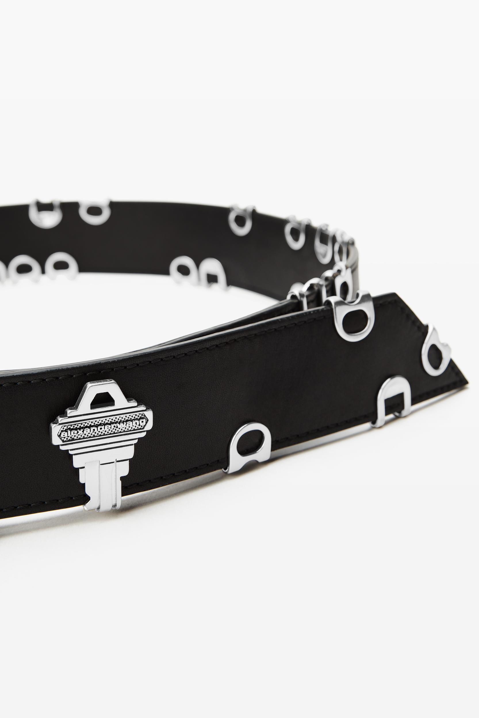 Black Leather Belt With Hardware Product Image