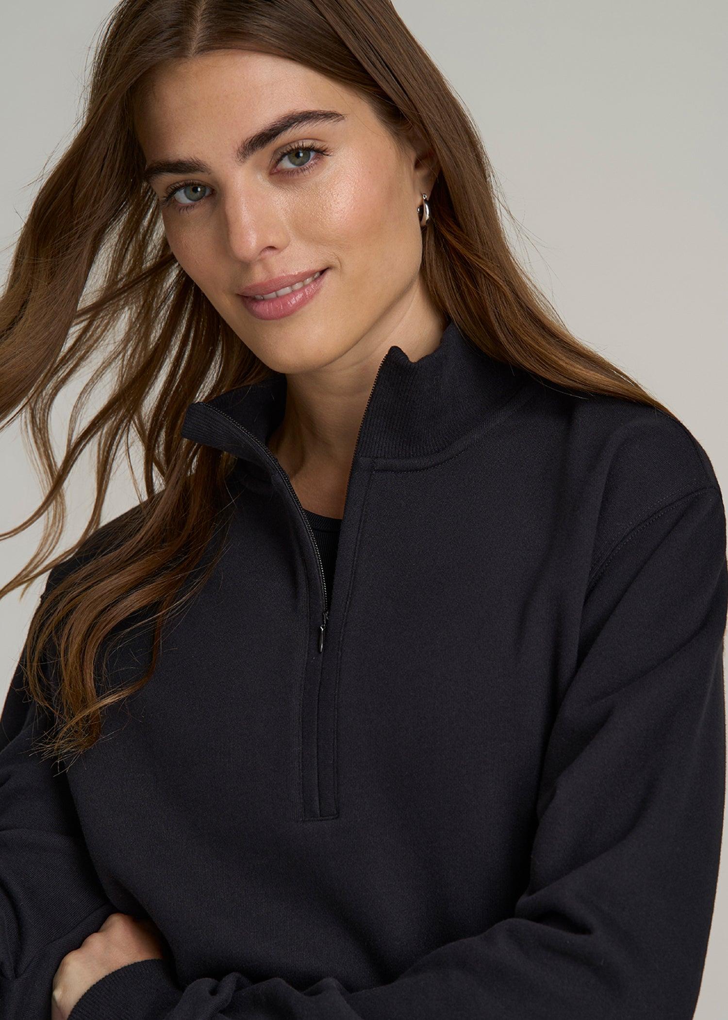 Wearever 2.0 Fleece Half-Zip Cropped Sweatshirt for Tall Women in Black Female Product Image