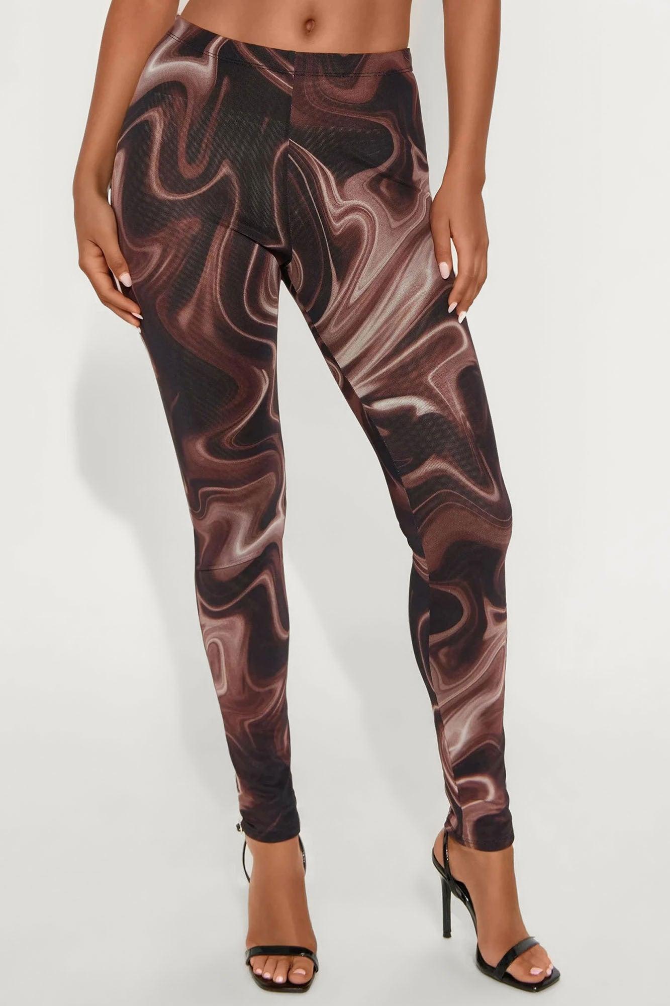 Better Than Your Ex Double Lined Mesh Legging - Brown/combo Female Product Image