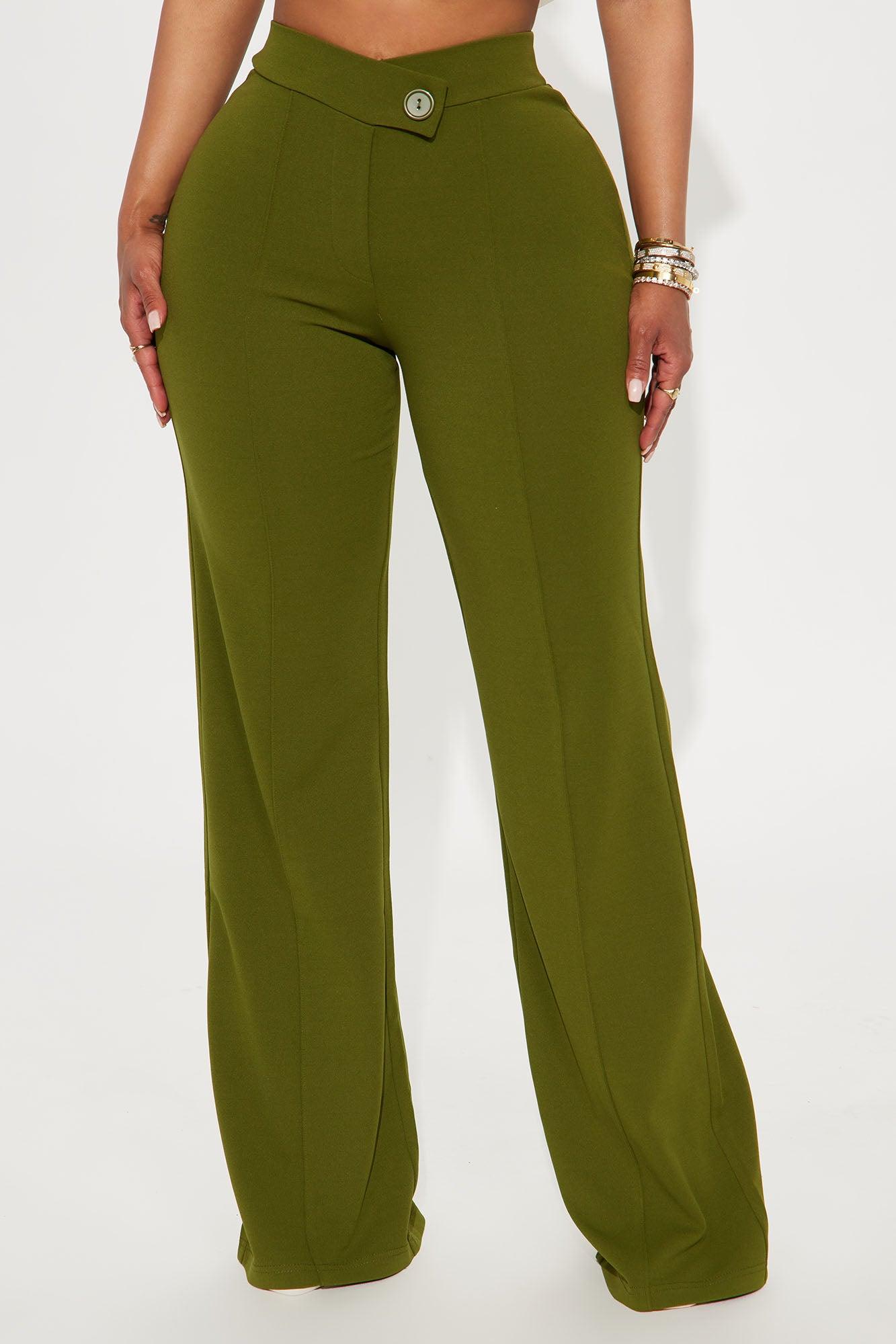 Call It Even Wide Leg Dress Pants - Olive Product Image