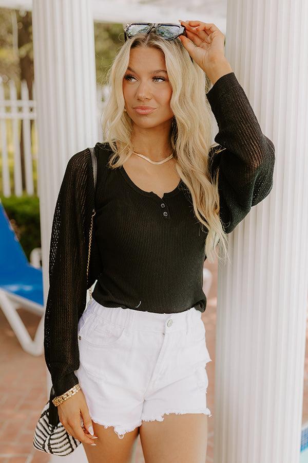 Chic Moment Linen-Blend Knit Shrug in Black Product Image