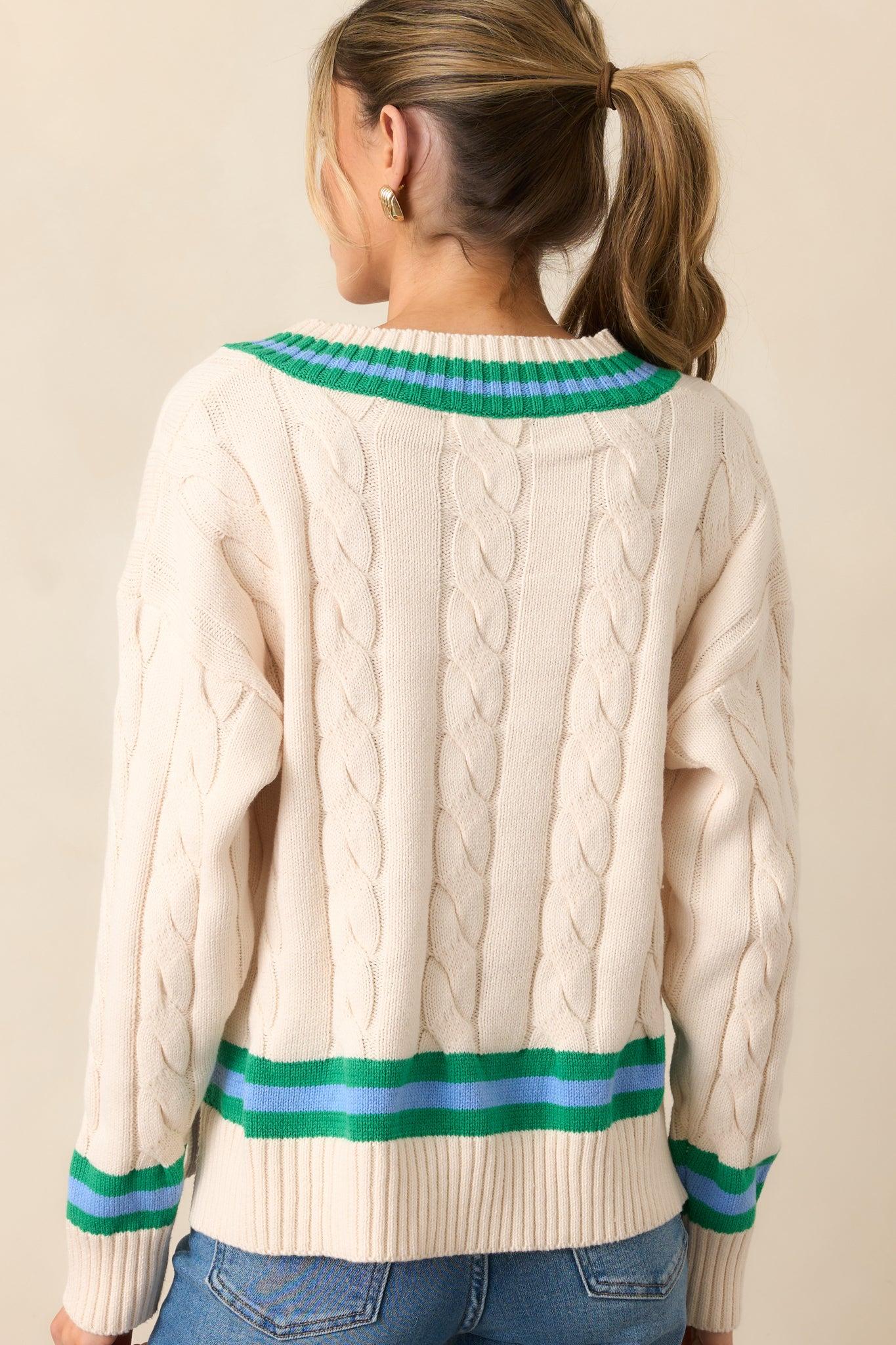 On My Own Time Oversized Ivory Cable Knit Sweater Product Image