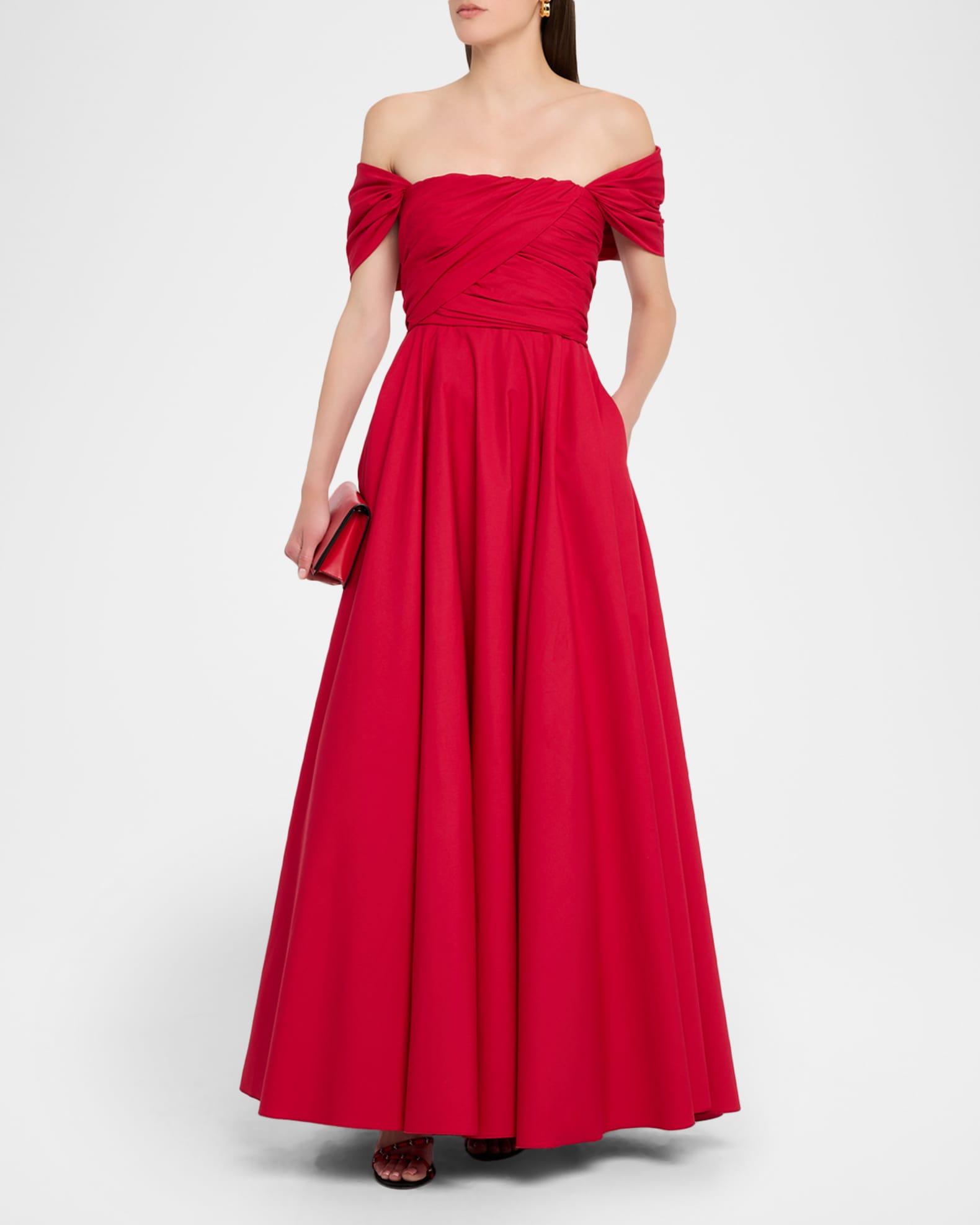 Off-The-Shoulder Popeline Maxi Dress Product Image
