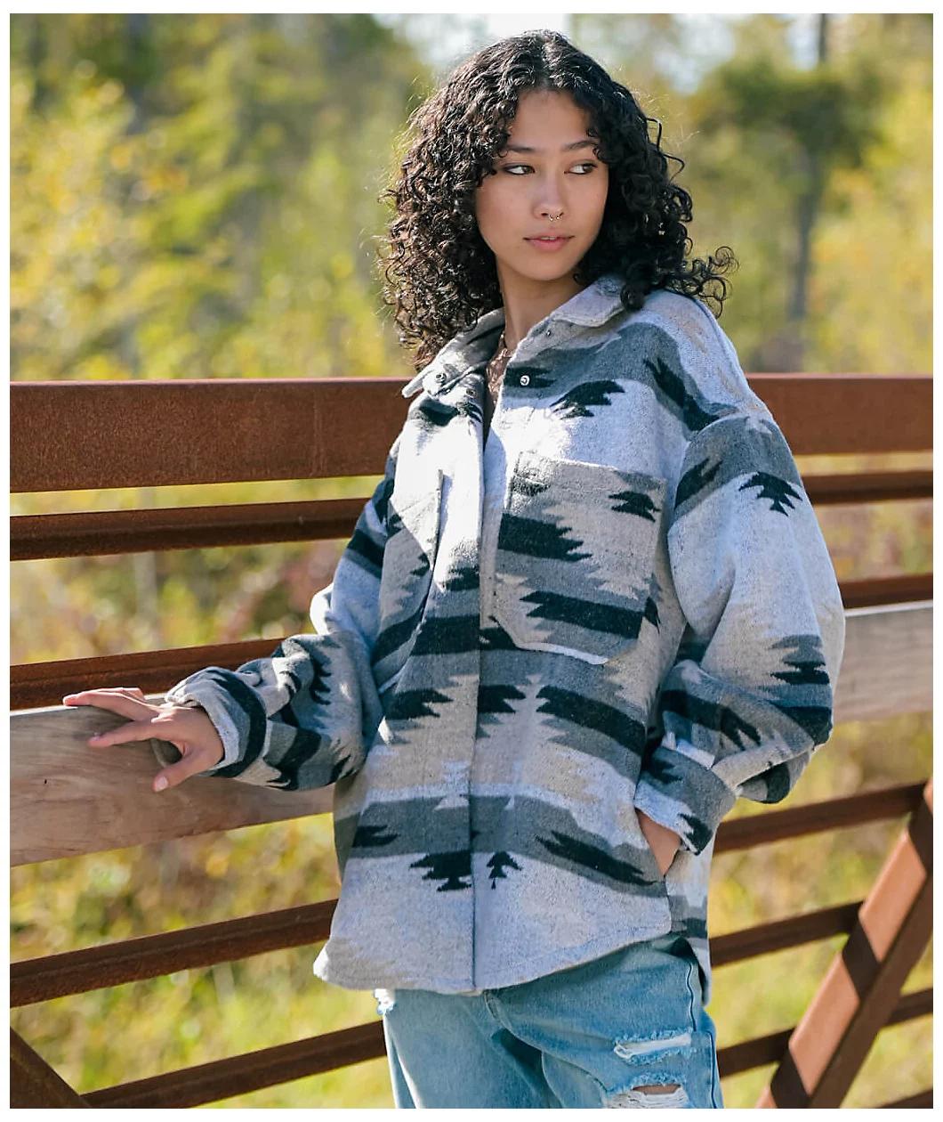 STOOSH Aztec Grey Button Up Jacket Product Image