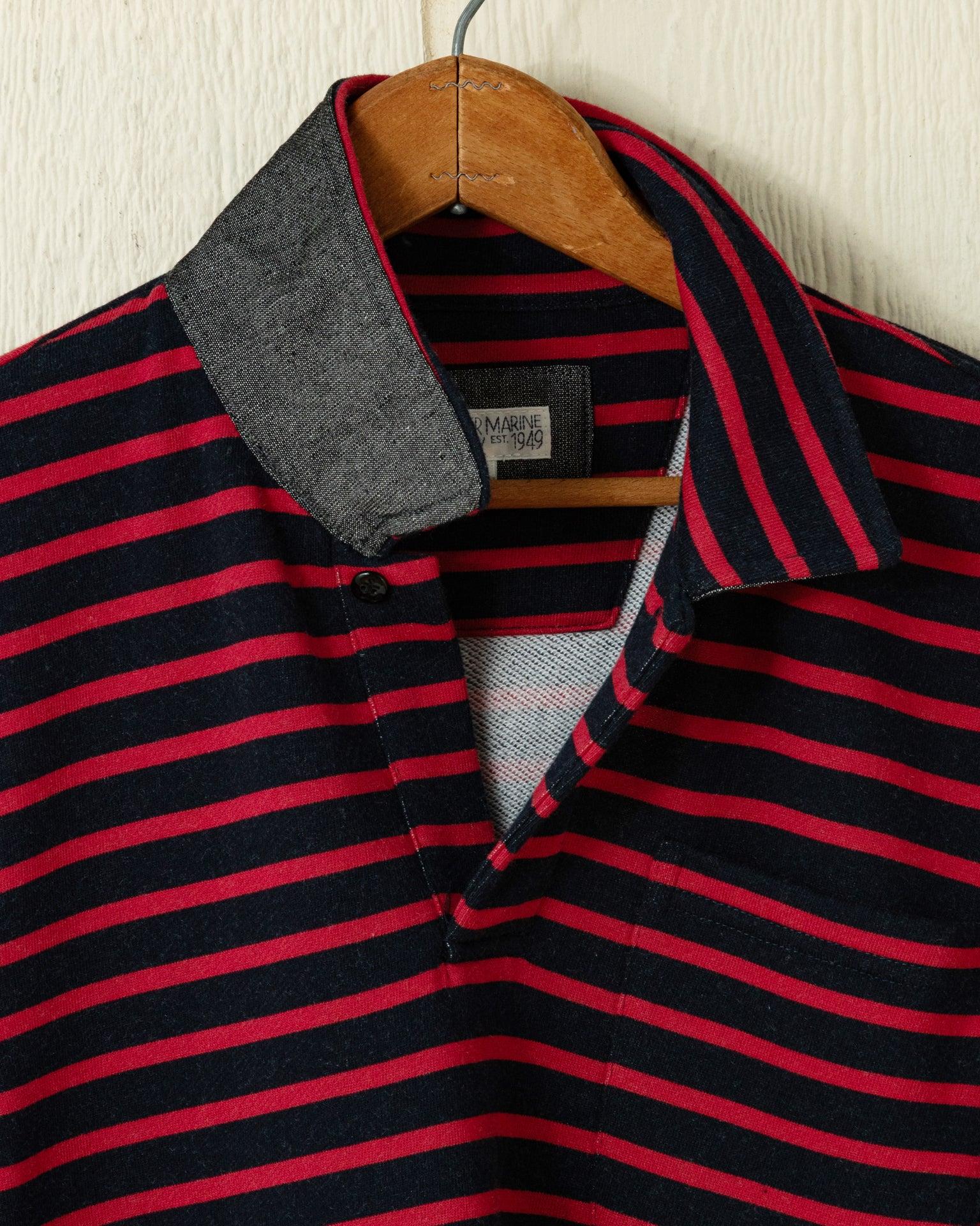 Acadia Polo in Navy/Breton Red Loopback Terry Product Image