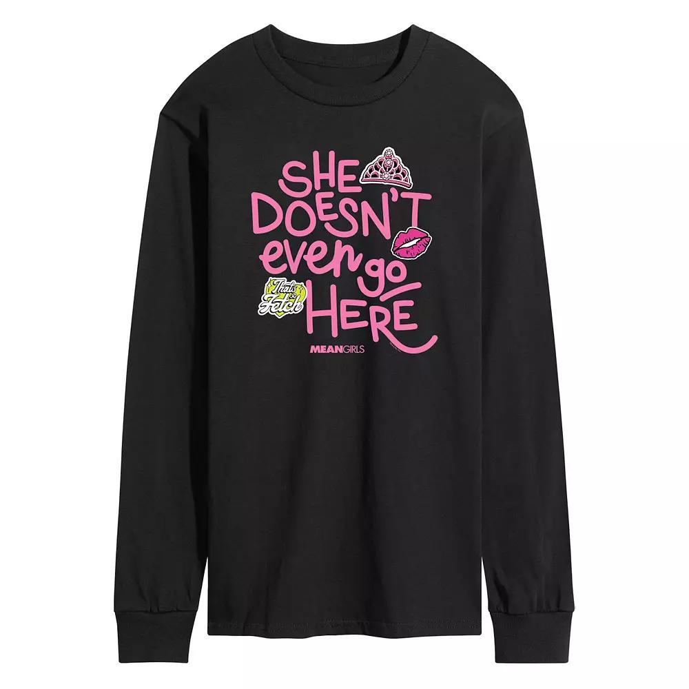 Men's Mean Girls She Doesn't Even Go Here Long Sleeve Graphic Tee,  Product Image