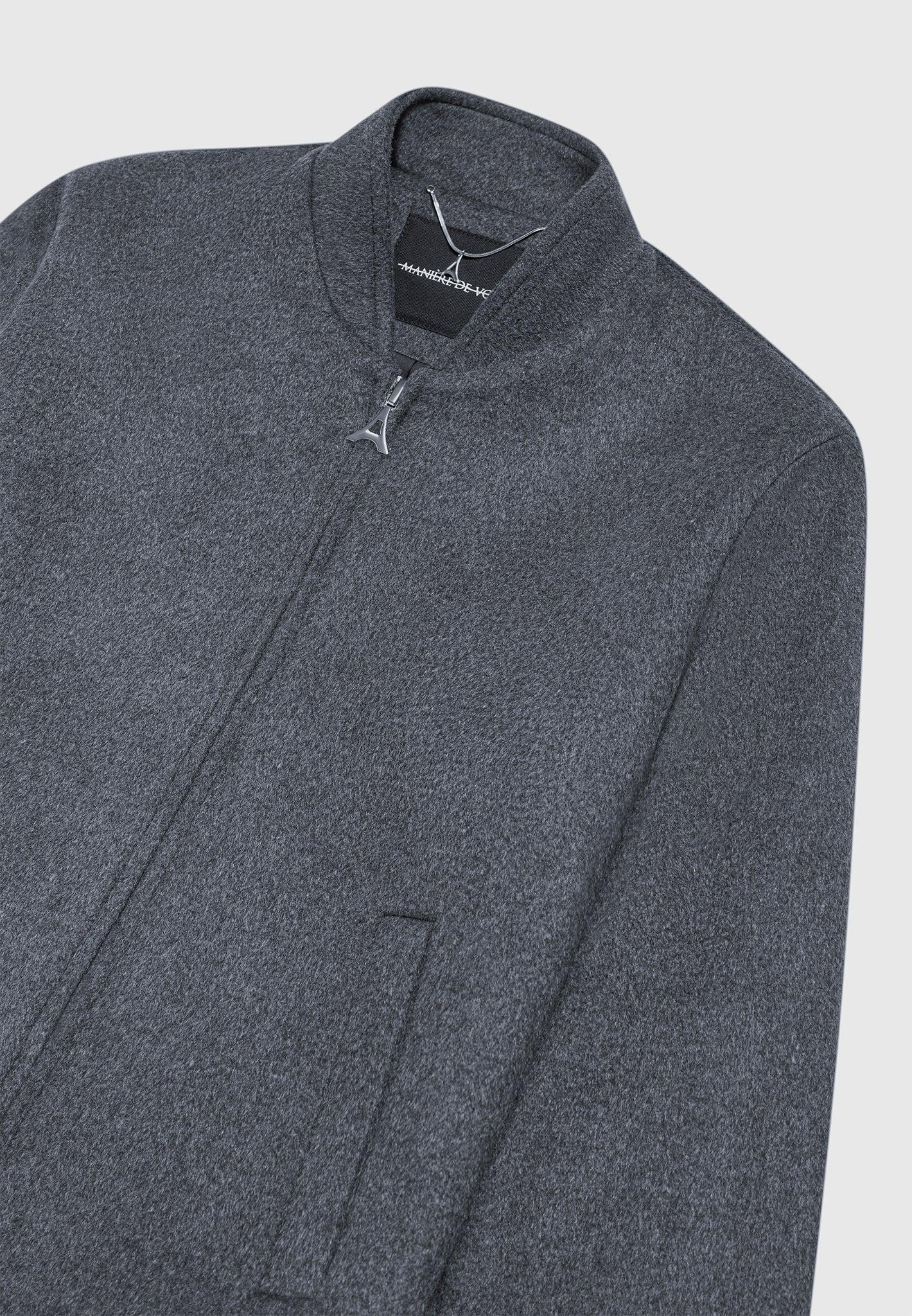 Wool Blend Marl Bomber Jacket - Charcoal Grey Male Product Image